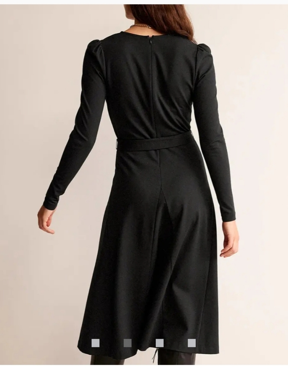 Boden Black Bella Ponte Midi Dress with Waist Tie Detail Size 16 - Picture 5 of 9